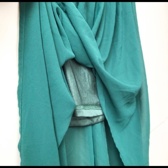 Emerald green high-low Chiffon Skirt - Picture 3 of 8